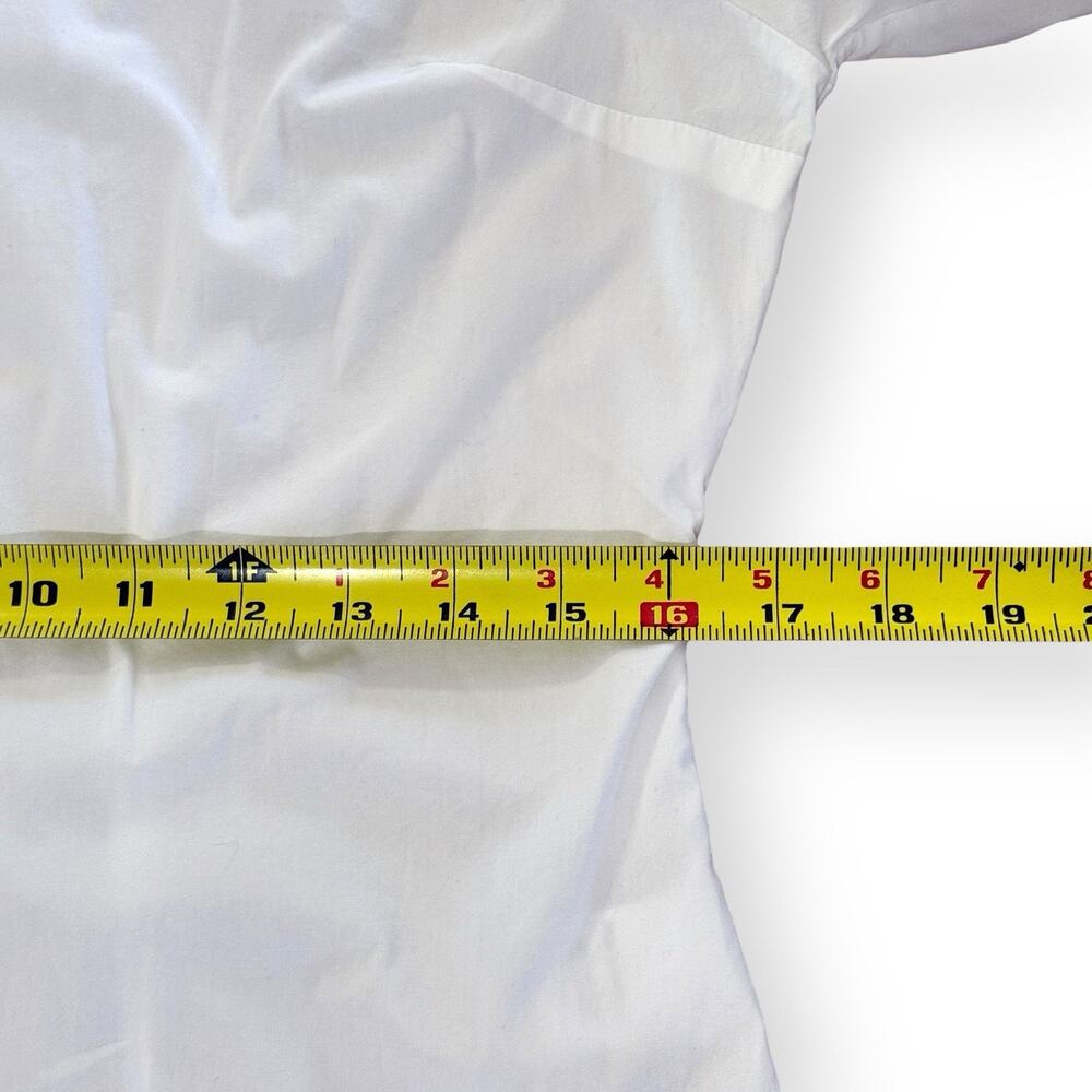 J. Peterman Shirt Womens 6 White Tailored Fit Band Collar Cotton Poplin STAIN - Picture 9 of 10